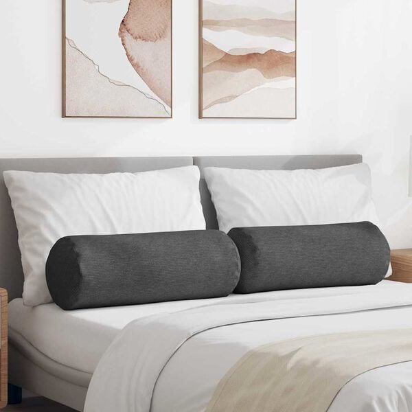 vidaXL Pagalvės 2 pcs Tamsiai pilka &Oslash; 25 x 70 cm Kordūrinis audinys