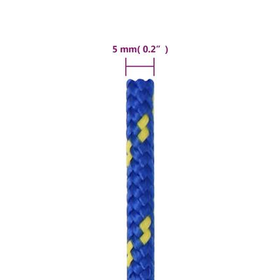 vidaXL Valties virvė, mėlynos spalvos, 5mm, 50m, polipropilenas