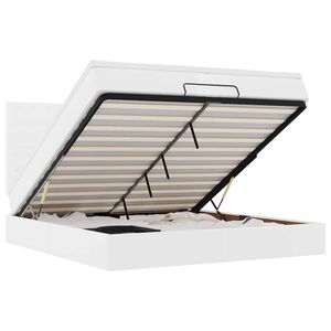 vidaXL Osmanų lovos rėmas su čiužiniais, balta, 200x200cm, dirbt. oda