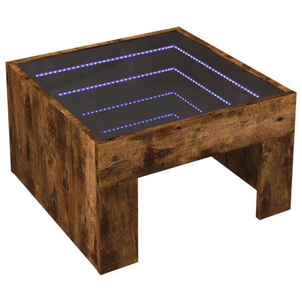 vidaXL Kavos staliukas su Infinity LED lemputėmis, dūminis, 50x50x30cm