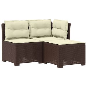 vidaXL 3-vietė sodo sofa su pagalvėlėmis, Rattan i&scaron;vaizda PP Ruda
