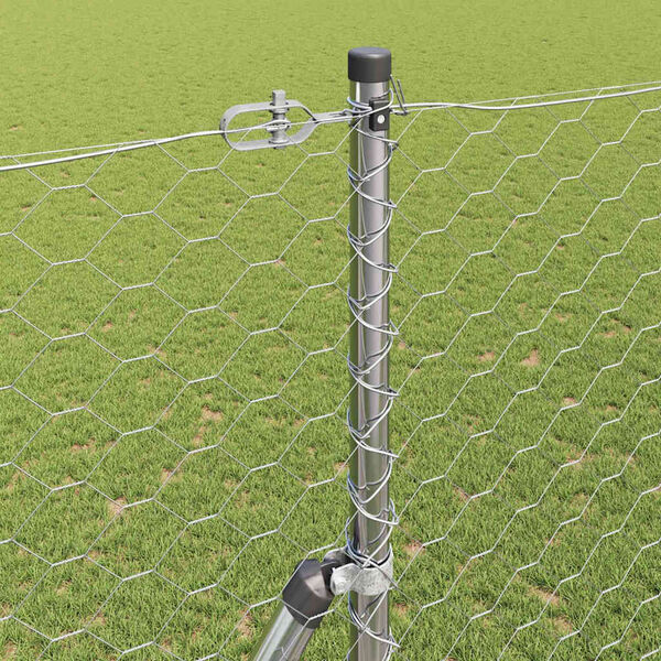 vidaXL Tvorelės stulpas Sidabro 100 x 1,5 m (50 mm tinklelis) Plienas