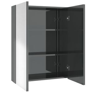 vidaXL Veidrodinė vonios spintelė, pilka, 60x15x75cm, MDF, blizgi