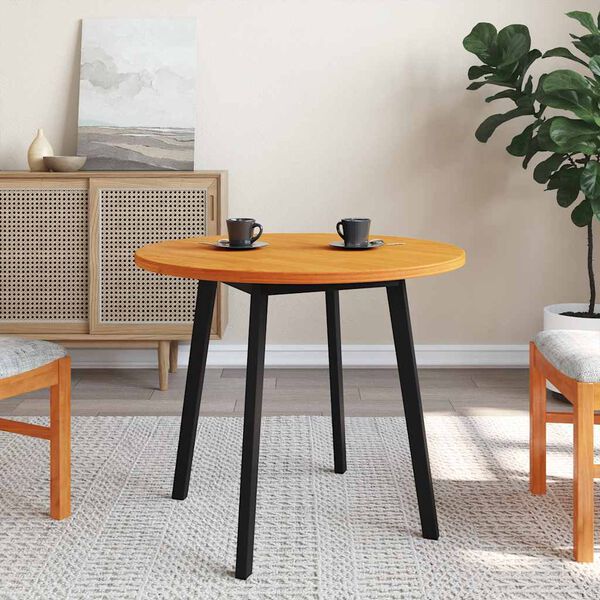 vidaXL Stalvir&scaron;is, va&scaron;ko rudas, 80x2,5cm, pu&scaron;ies masyvas, apskritas