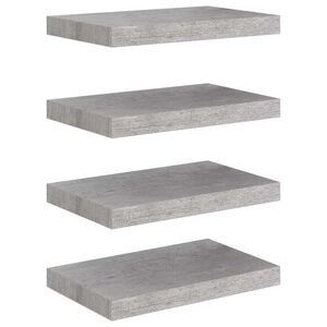 vidaXL Pakabinamos sieninės lentynos, 4vnt., pilkos, 40x23,5x3,8cm, MDF