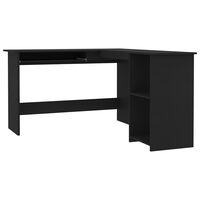 vidaXL Kampinis stalas, juodos spalvos, 120x140x75cm, MDP, L formos