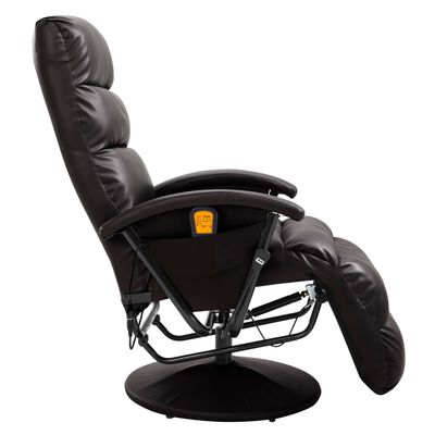 vidaXL Atlošiamas masažinis TV krėslas, rudos spalvos, dirbtinė oda