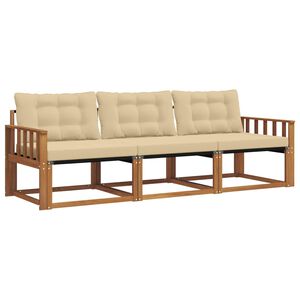 vidaXL Lauko sofos komplektas su pagalve 3 pcs Natūralus ir bežinis