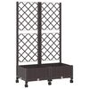 vidaXL Sodo vazonas su treliu ir ratais Ruda 80 x 40 x 131,5 cm PP