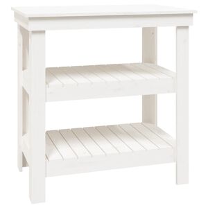 vidaXL Darbastalis, baltas, 78,5x50x80cm, pu&scaron;ies medienos masyvas