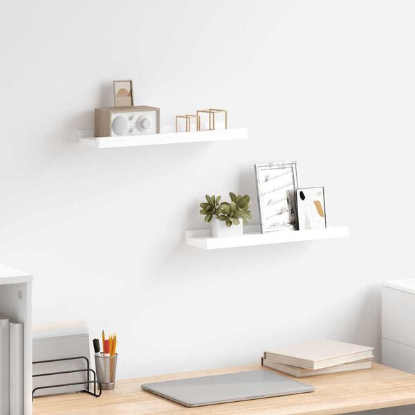 vidaXL Lentynos nuotraukų rėmeliams, 2vnt., baltos, 40x9x3cm, MDF