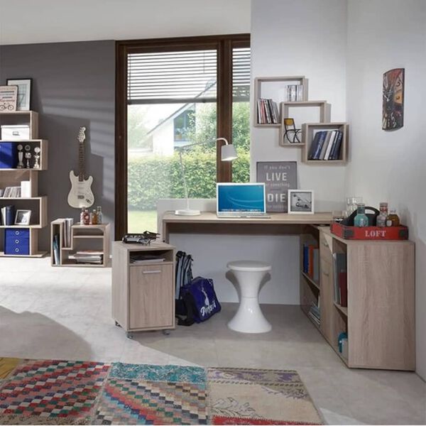 FMD Prie sienos montuojama lentyna su 3 skyriais, ąžuolo spalvos