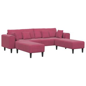 vidaXL Sofa su pagalve 3 pcs Vyno raudona Aksomas