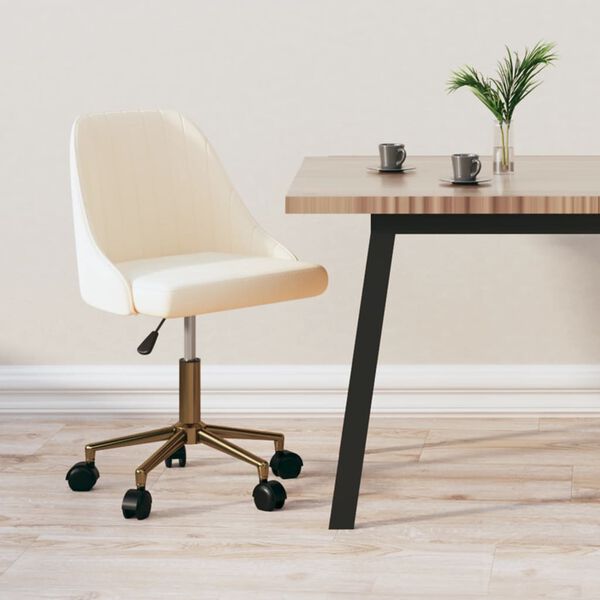 vidaXL Pasukama valgomojo kėdė, kreminės spalvos, aksomas