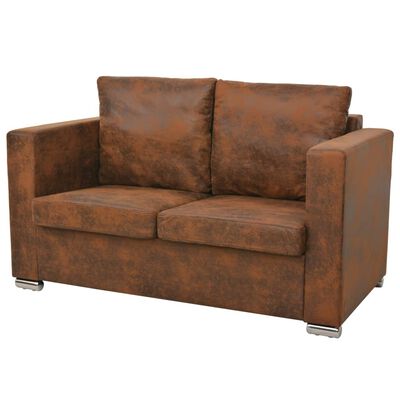 vidaXL Dvivietė sofa, 137x73x82cm, dirbtinė zomšos oda