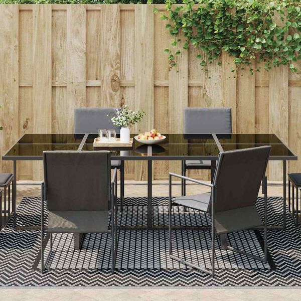 vidaXL Lauko kilimas ARAKIL Juoda ir pilka 250 x 250 cm PP