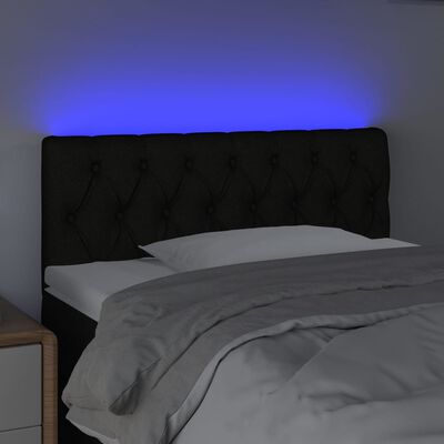 vidaXL Galvūgalis su LED, juodos spalvos, 90x7x78/88cm, audinys