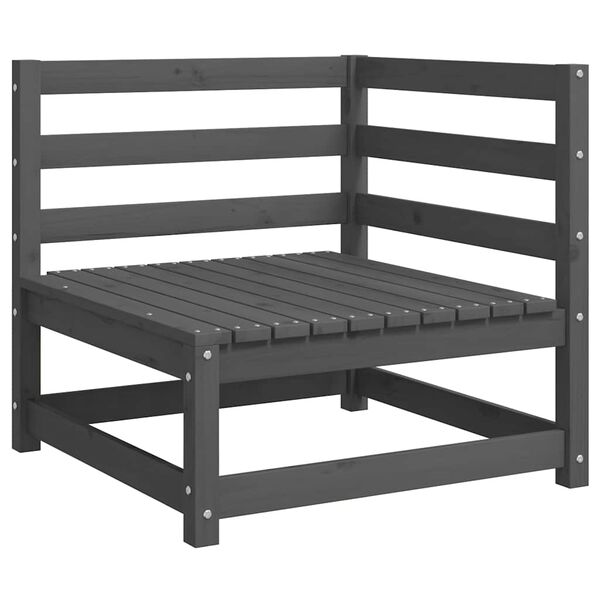 vidaXL Dvivietė sodo sofa su pagalvėlėmis, pilka, pušies masyvas