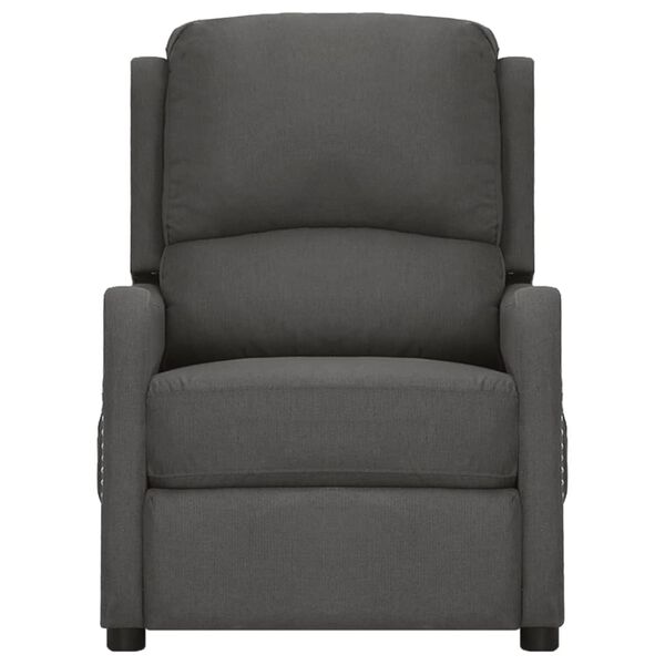 vidaXL Atsistojantis masažinis krėslas, tamsiai pilkas, audinys