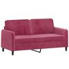 vidaXL Dvivietė sofa su pagalvėlėmis, raudonojo vyno, 140cm, aksomas