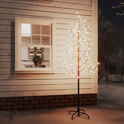 vidaXL LED medis su vyšnių žiedais, 220cm, 220 šiltų baltų LED
