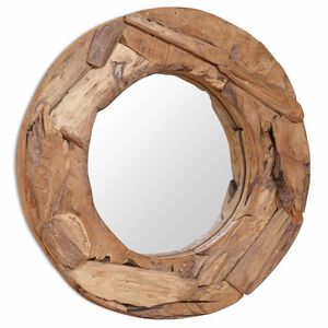 vidaXL Dekoratyvinis veidrodis i&scaron; tikmedžio, 60cm, apvalus