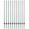 vidaXL Įmontuotas tvoros stulpas 11 vnt. Žalia 180 cm