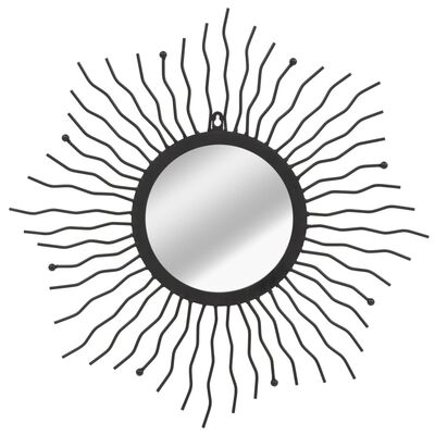 vidaXL Sodo sieninis veidrodis, saulės formos, 60cm, juodas, 245923