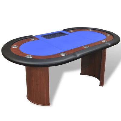 vidaXL 10 žaid. pokerio stalas su dalint. vieta ir žetonų dėže, mėlyn.