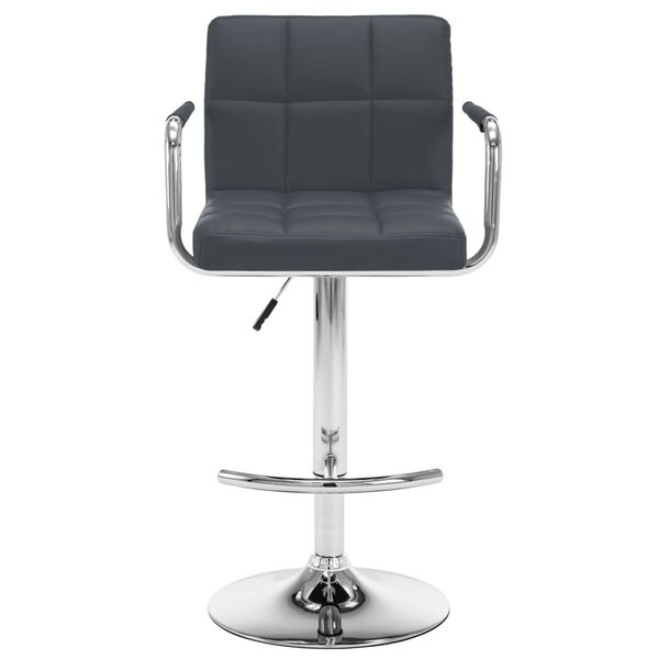 vidaXL Baro taburetės, 2vnt., pilkos spalvos, dirbtinė oda