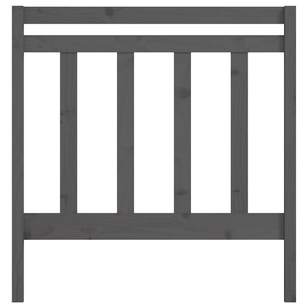 vidaXL Lovos galvūgalis, pilkas, 95x4x100cm, pu&scaron;ies medienos masyvas