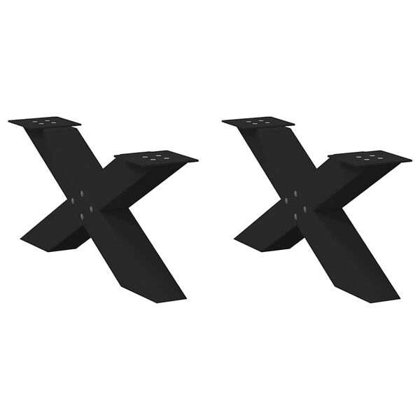 vidaXL Kavos staliuko kojelės, 2 vnt., juodos, 70x(30-31) cm, plienas, X formos