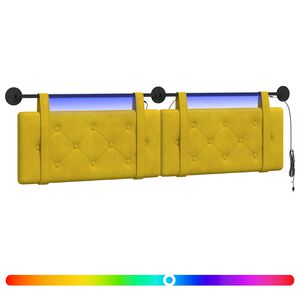 vidaXL Pakabinamas lovos galvūgalis Su LED &scaron;viesa Geltona Aksomas