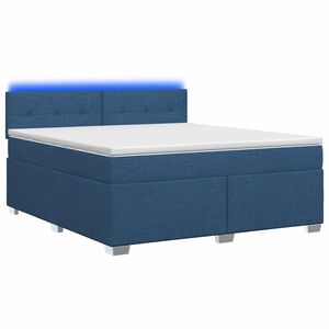 vidaXL Lova su čiužiniu ir LED ap&scaron;vietimu Mėlyna 140 x 190 cm Audinys