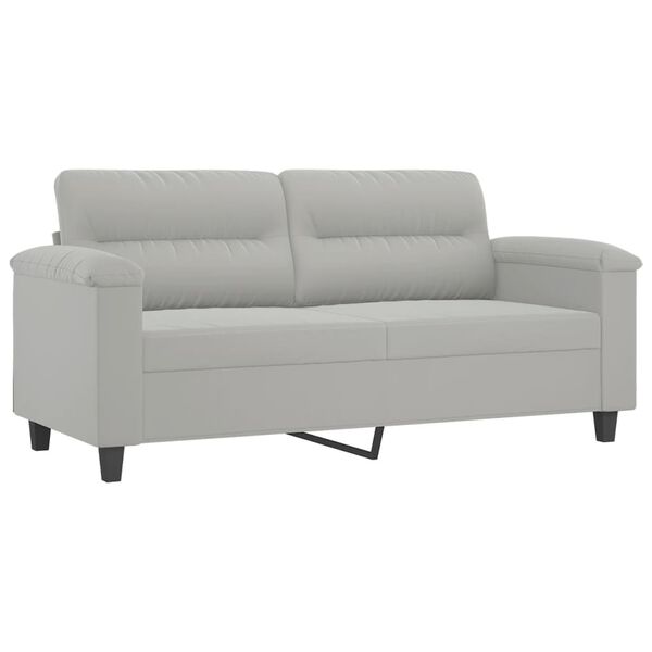 vidaXL Dvivietė sofa su pagalvėmis, pilka, 140cm, mikropluošto audinys
