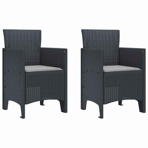 vidaXL Sodo Kėdė 2 pcs Antracitas 53 x 49 x 85 cm PP