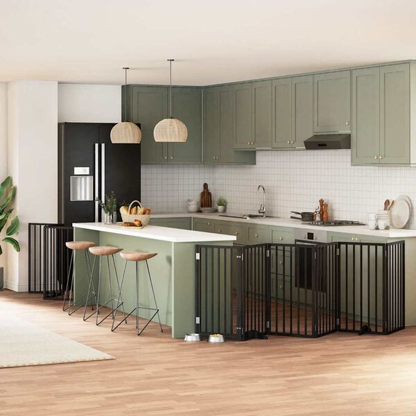 vidaXL Varteliai &scaron;unims su durimis, 12 segmentų, juodi, 600cm, tuopa