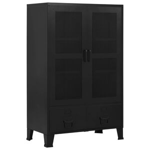 vidaXL Spinta dokumentams su tinklinėmis durimis, juoda, 75x40x120cm