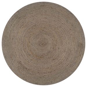 vidaXL Kilimas, pilkas, 90cm, džiutas, apvalus, rankų darbo