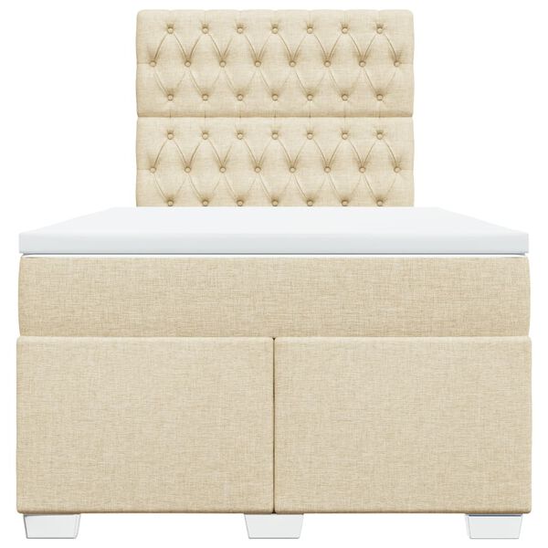 vidaXL Lova su spyruoklėmis ir čiužiniu, kreminė, 120x200 cm, audinys