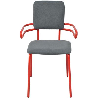 vidaXL Valgomojo kėdės, 4vnt., raudonos ir pilkos, audinys