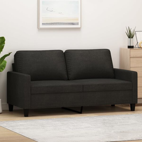 vidaXL Dvivietė sofa, juodos spalvos, 140cm, audinys