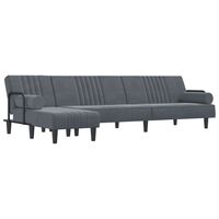 vidaXL L formos sofa-lova, tamsiai pilka, 260x140x70cm, aksomas