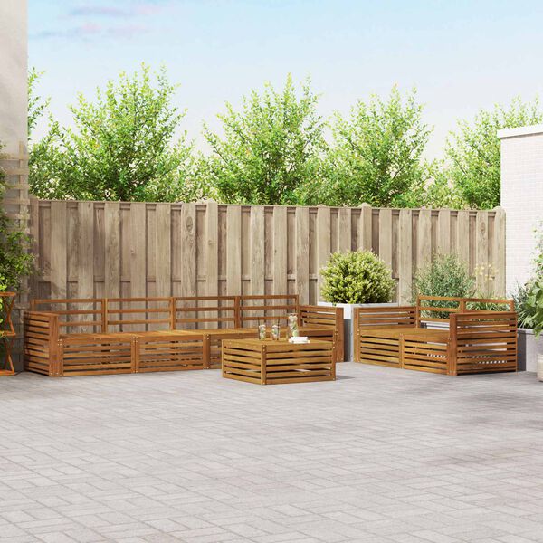 vidaXL Lauko sofos komplektas 7 pcs Natūrali Kietos akacijos mediena