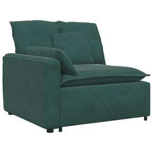 vidaXL Modulinė sofa su porankiais ir pagalvėlėmis, tamsiai žalia, 100 cm