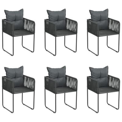 vidaXL Lauko kėdės su pagalvėmis, 6vnt., juodos spalvos, poliratanas