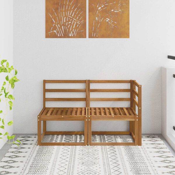 vidaXL Lauko vidurinė ir kampinė sofa 2 Vienetas Natūrali