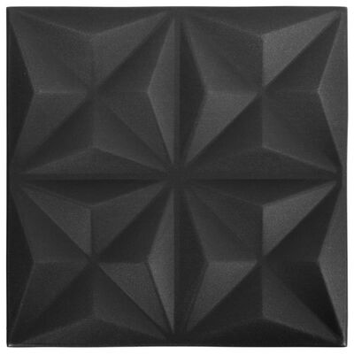 vidaXL 3D sienų plokštės, 12vnt., juodos, 50x50cm, 3m², origami rašto