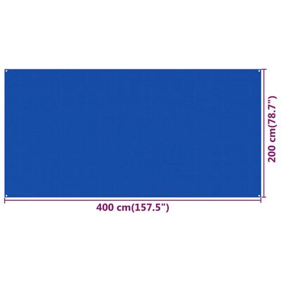 vidaXL Palapinės kilimėlis, mėlynos spalvos, 200x400cm, HDPE