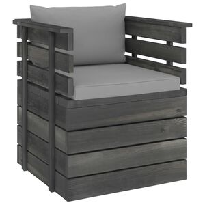 vidaXL Sodo krėslas su pagalvėlėmis , pu&scaron;ies mediena (315417+315053)